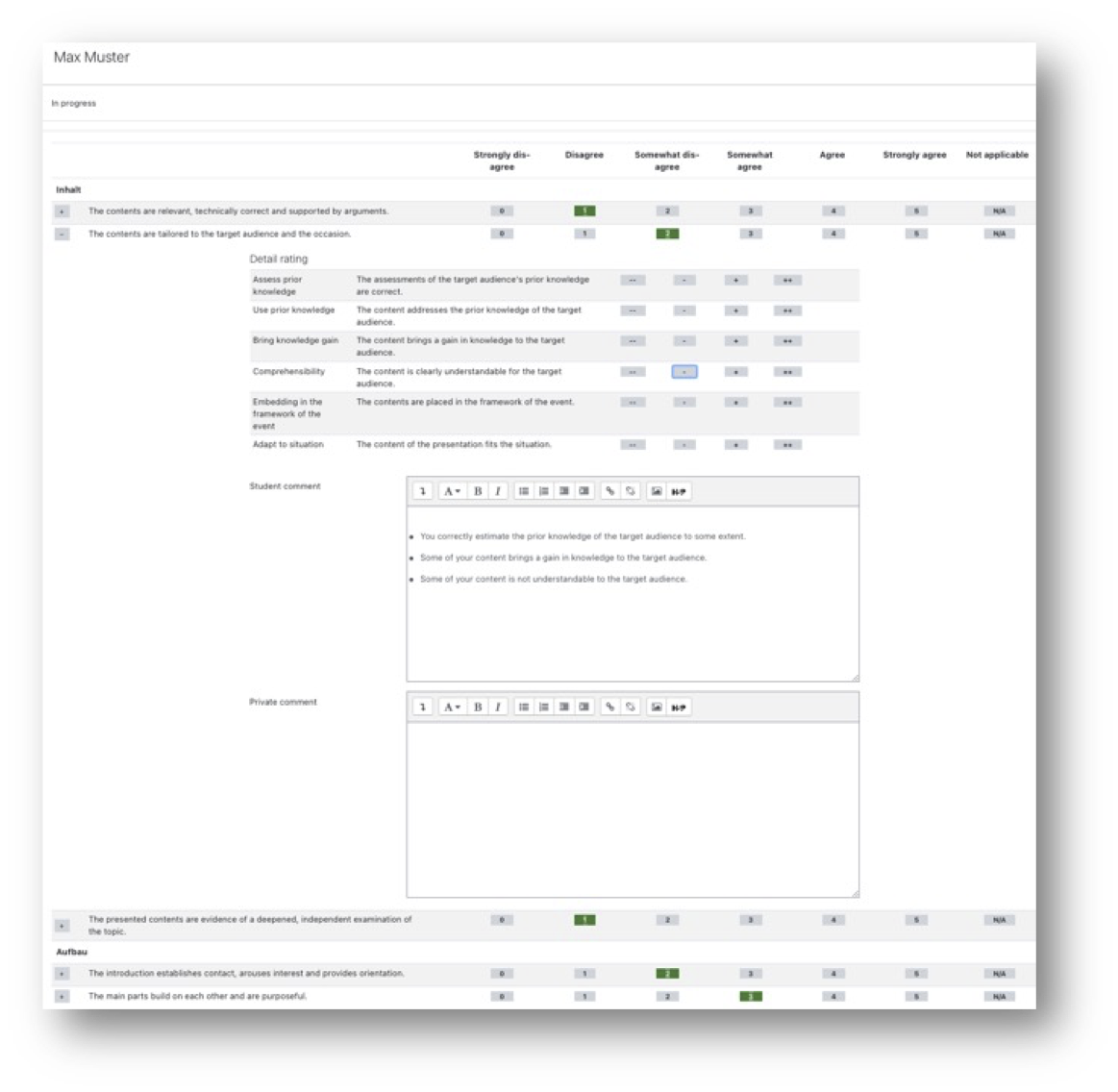 Verbalfeedback Plugin Screenshot